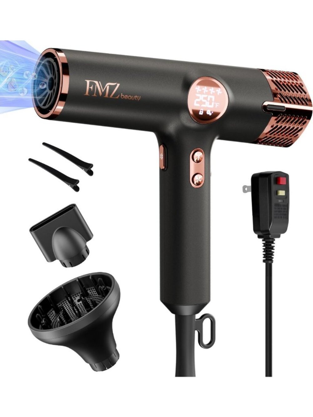 Ionic Hair Blow Dryer with Smart Display, 1875W Fast Drying, Portable & Quiet